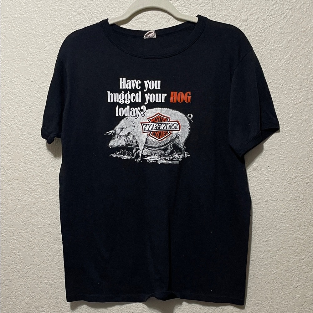 Harley-Davidson Vintage Men's Black Tee. Dated 1982. Good Vintage Condition.